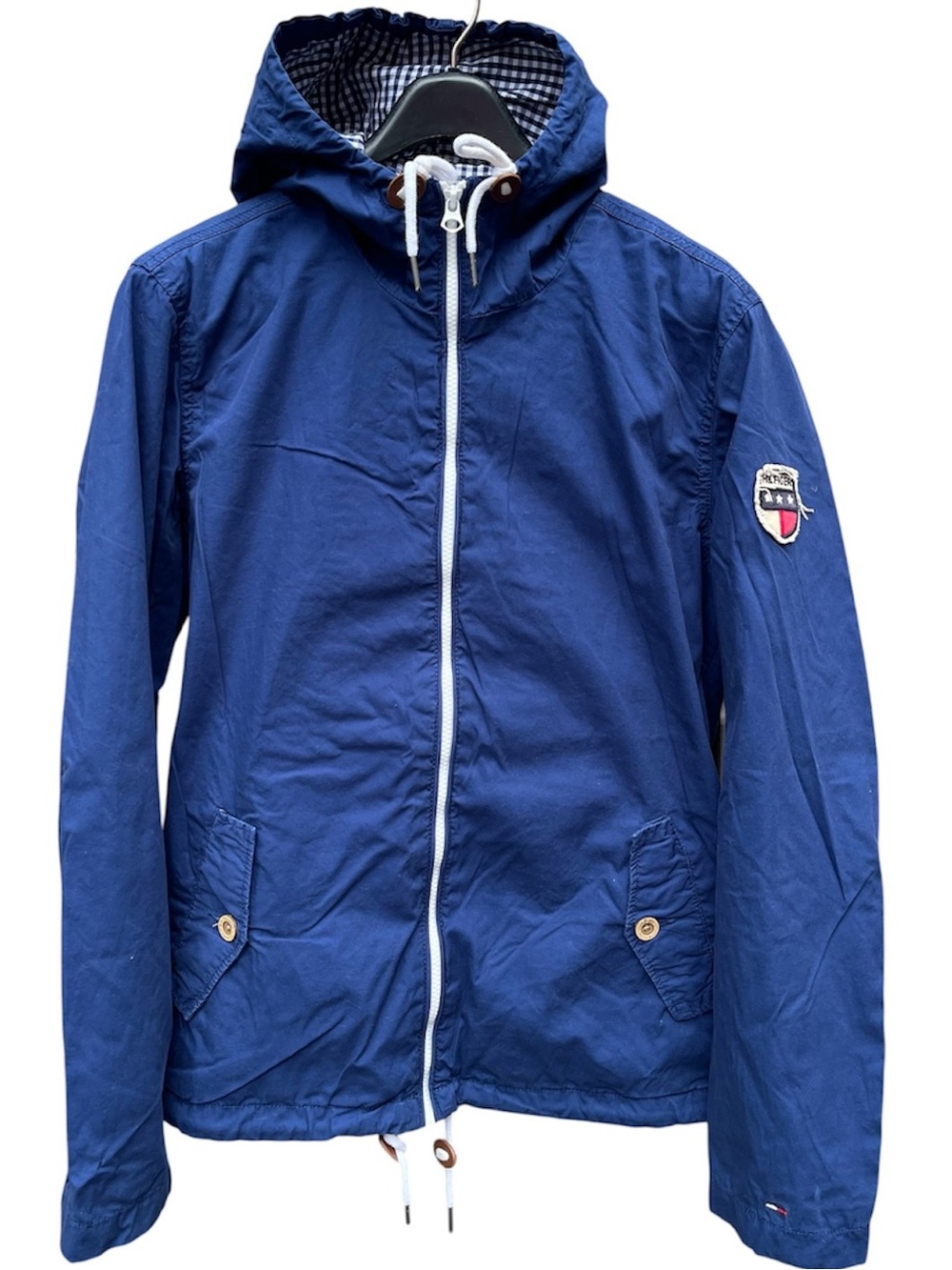 Tommy Hilfiger Gingham Lined Hooded Jacket Size Medium